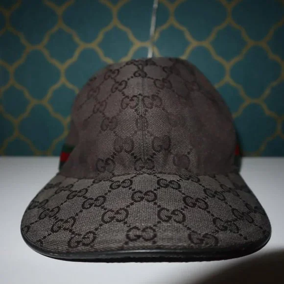 SOLD -- Gucci Sherry Web Black Monogram GG Baseball Cap Hat - Picture 8 of 10